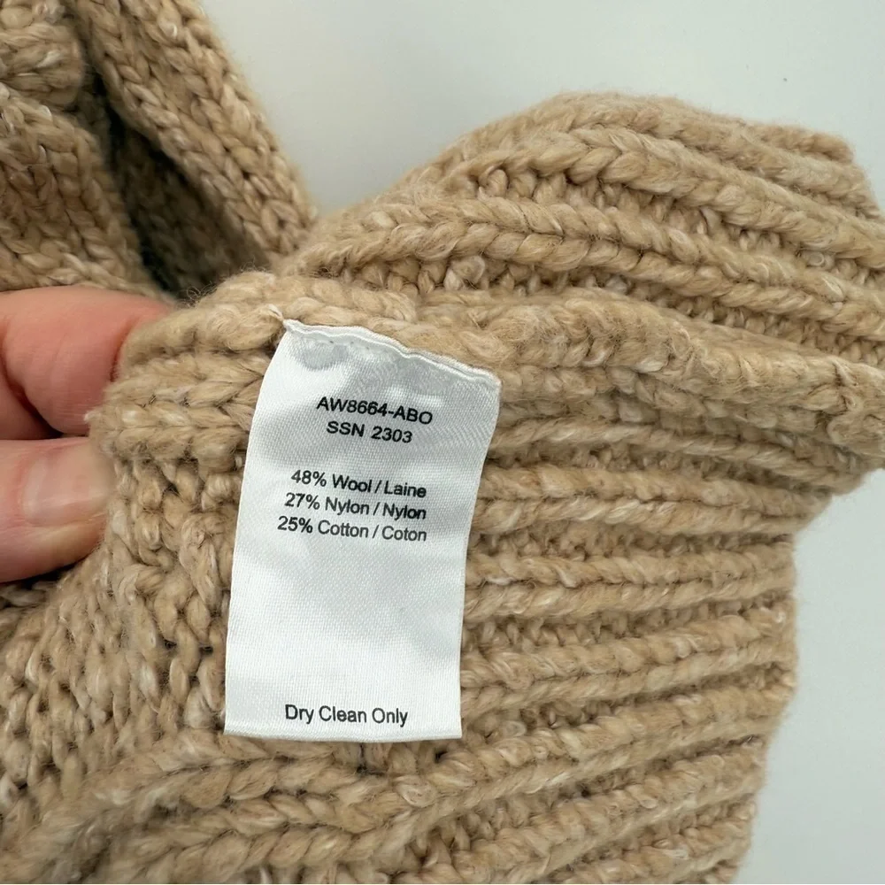 ATM Chunky Cable Knit Melillo Wool & Cotton Blend V-Neck Cardigan Sweater Size M